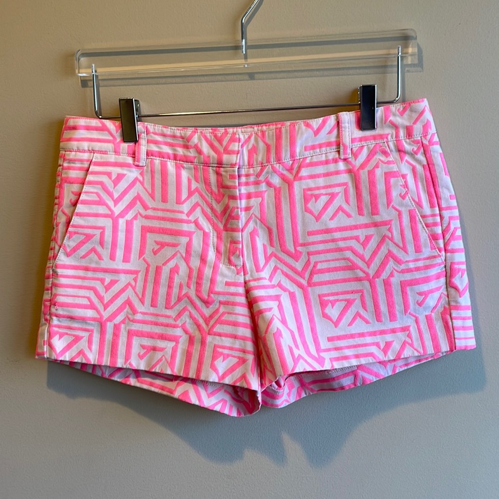 J. Crew Neon Pink Aztec Chino Shorts Size 6